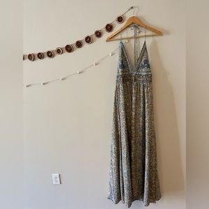 Blue patterned and embroidered dress. Bought in Brazil.